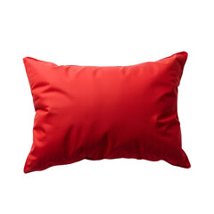 Red pillow isolated on transparent background. Pillow cutout, PNG.