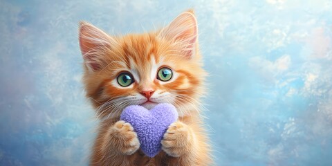 Adorable Artistic Cats with Colorful Heart Accessories
