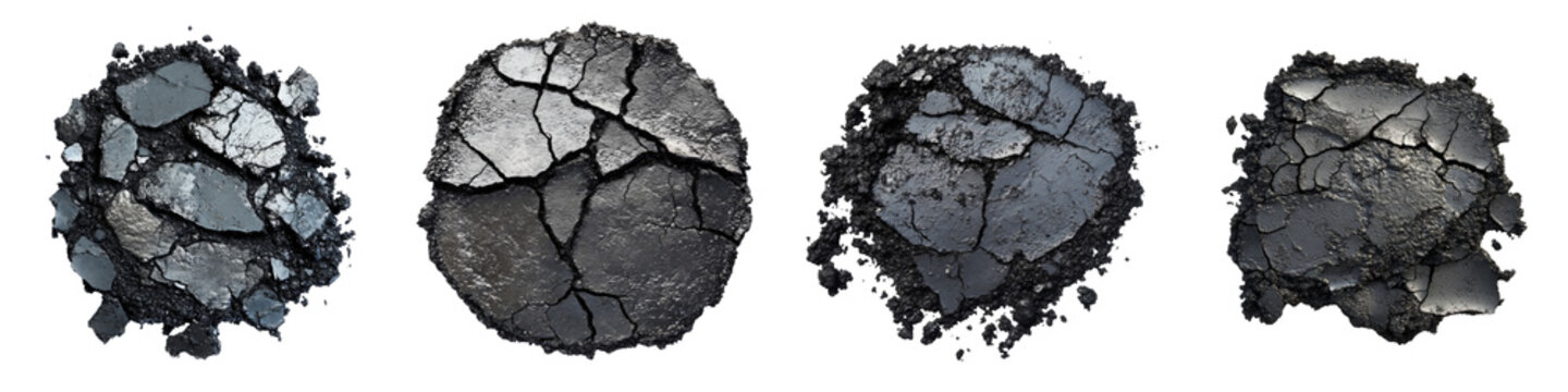 Asphalt patch &ndash; A mixture of asphalt used to fill in potholes or cracks in the road. Isolated on Clear White Background Highly Detailed