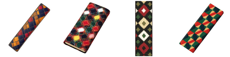 Argyle bookmark &ndash; A bookmark decorated with the Argyle pattern, making reading more fun. Isolated on Clear White Background Highly Detailed 