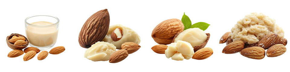 Almond paste – A mixture of almonds and sugar, similar to marzipan but with a higher almond content. Isolated on Clear White Background Highly Detailed 