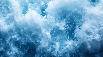 Obraz premium Close-up ocean waves, frothy water, dynamic motion, blurred background