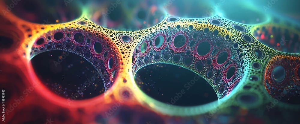 Poster Abstract colorful fractal artwork with intricate patterns and glowing textures.