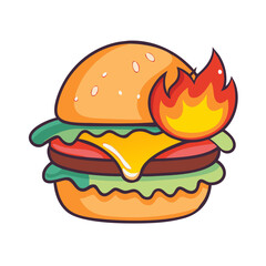 Hot and Delicious Burger Vector - Perfect for Food Branding