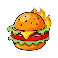 Hot and Delicious Burger Vector - Perfect for Food Branding