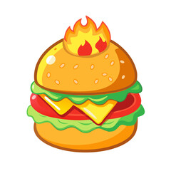 Flaming Cheeseburger Vector Art - Bold and Creative Design