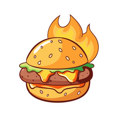 Flaming Cheeseburger Vector Art - Bold and Creative Design