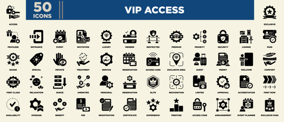 VIP Access Icon Set Glyph