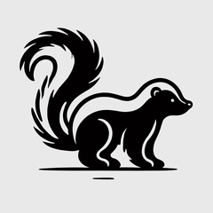 Fototapeta premium very simple flat and minimalist Skunk silhouette in black on a white background