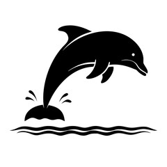 Dolphin Jumping Vector - Elegant Marine Life Silhouette