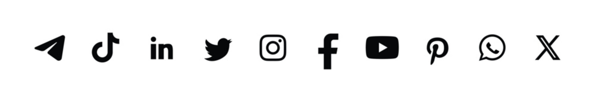 social media icons. social media logo , facebook, instagram, youtube, whatsapp, twitter, snapchat, pinterest, linkedin, telegram, tiktok, icon - social network logos collection set. vector editorial