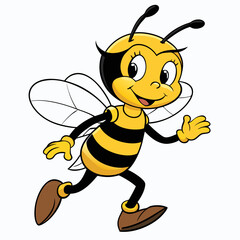 Cheerful Cartoon Bee Vector - Fun and Playful Design