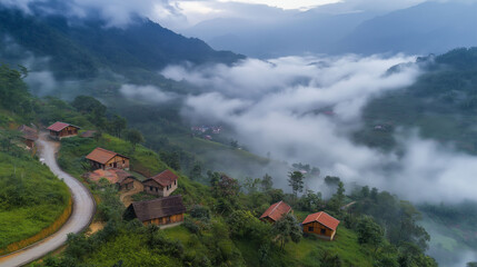 A scenic view of a mountain range with fluffy clouds in the sky, great for use as a background image or landscape photo