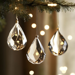 Crystal ornament Christmas tree decoration glass ball in water drop shape 