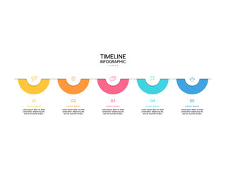 Timeline infographic template. Concept for presentation business with 5 options and icons.
