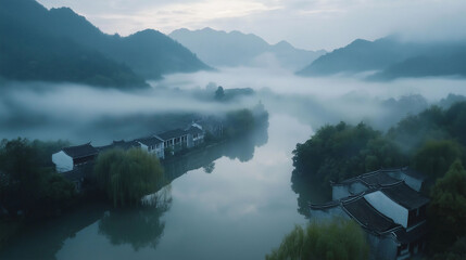 A scenic view of a mountain range with fluffy clouds in the sky, great for use as a background image or landscape photo