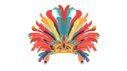 Obraz premium Carnival-Themed Traditional Crown of Feathers - Flat Vector, Isolated on White, PNG File, Transparent Background
