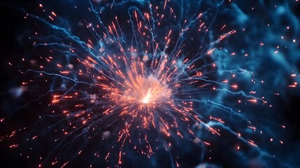 A breathtaking display of vibrant fireworks exploding in the night sky, illuminating the surroundings and celebrating the Festival of Lights with colorful bursts 