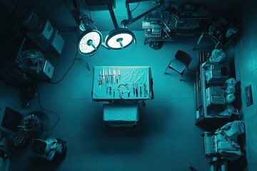 Sterile Operating Room Surgical Instruments Await Procedure