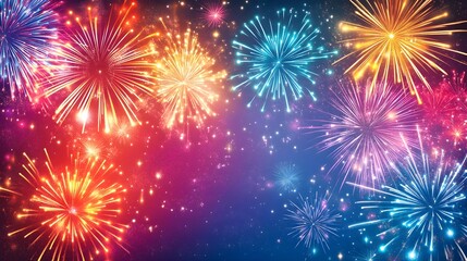 Fototapeta premium A breathtaking display of vibrant fireworks exploding in the night sky, illuminating the surroundings and celebrating the Festival of Lights with colorful bursts 