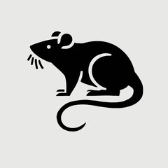 Fototapeta premium very simple flat and minimalist Rat silhouette in black on a white background