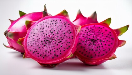 fresh dragon fruit slices with vibrant pink pulp