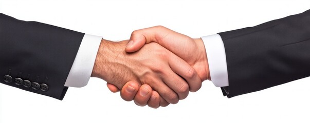 Borrowing and Ownership concept. Handshake between two individuals in business attire.