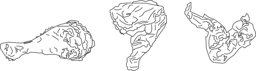 the line illustration of the crispy fried chicken.