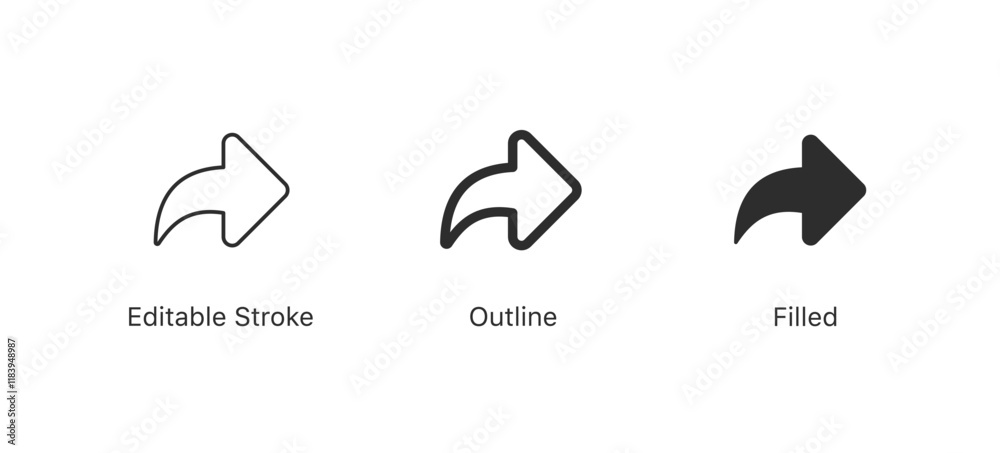 Poster Share icon set. Arrow symbol . Send message icon. External Link Icon - network sharing icon . EDITABLE STROKE ICON. outline and filled web icons vector sign