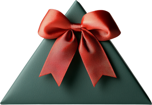 Elegant Green Gift with Red Ribbon Bow Isolated on transparent background
