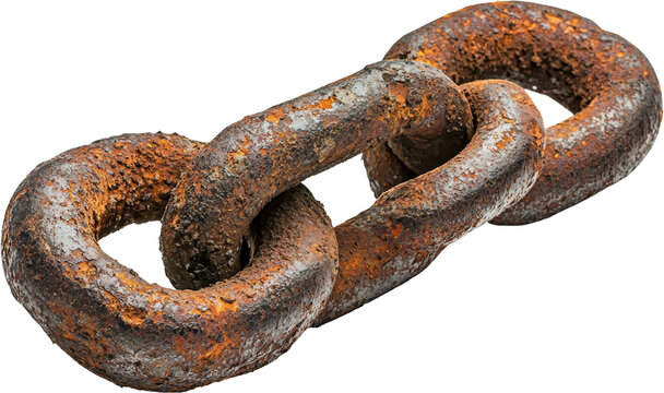 Rusty Chain Link on White Background Isolated on transparent background