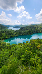 Transparent Turquoise Colored Waters of the Lake Are Having Ripples. Many Small Waterfalls Flowing Into the Lake. Plitvice Lakes, National Park, Croatian Scenery, Waterfall Views, Natural Beauty
