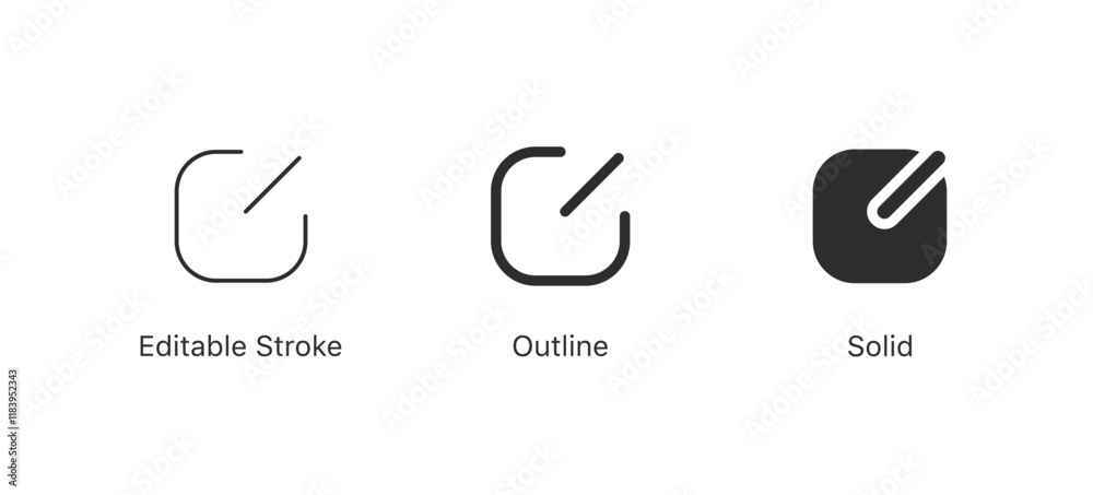 Fototapete edit pen icon, create modify pen sign button, Pencil icon, sign up icon - editing text file document icons. EDITABLE STROKE ICON. outline and filled web icons vector sign