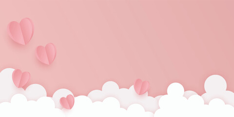Happy valentine day background with paper style