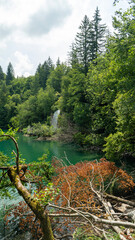 Transparent Turquoise Colored Waters of the Lake Are Having Ripples. Many Small Waterfalls Flowing Into the Lake. Plitvice Lakes, National Park, Croatian Scenery, Waterfall Views, Natural Beauty