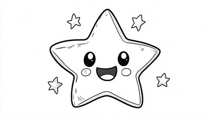 An illustration of a cute, simple style with stars, perfect for a children's coloring page.