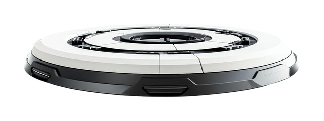 Futuristic circular platform design modern laboratory digital high-tech environment close-up view innovation concept isolated on transparent background png