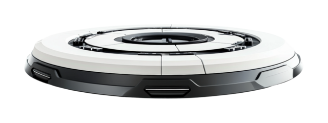 Futuristic circular platform design modern laboratory digital high-tech environment close-up view innovation concept isolated on transparent background png