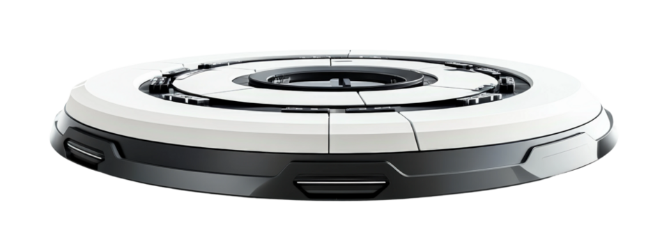 Futuristic circular platform design modern laboratory digital high-tech environment close-up view innovation concept isolated on transparent background png