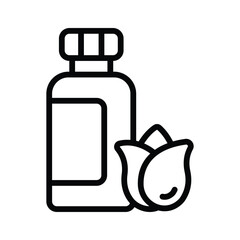 A bottle of rose oil, concept icon of aromatherapy