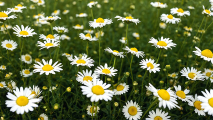 Fototapeta premium Chamomile flowers field A beautiful natural scene