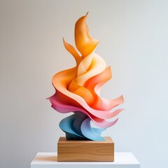 Mesmerizing holographic sculpture with a captivating prismatic spectrum of hues and an ethereal shape shifting kaleidoscopic illusion