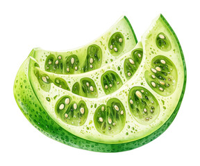 Sliced green bell pepper close-up high fidelity kitchen environment food concept isolated on transparent background png