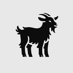Fototapeta premium very simple flat and minimalist Pygmy Goat silhouette in black on a white background