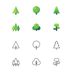tree wood forest icon design set