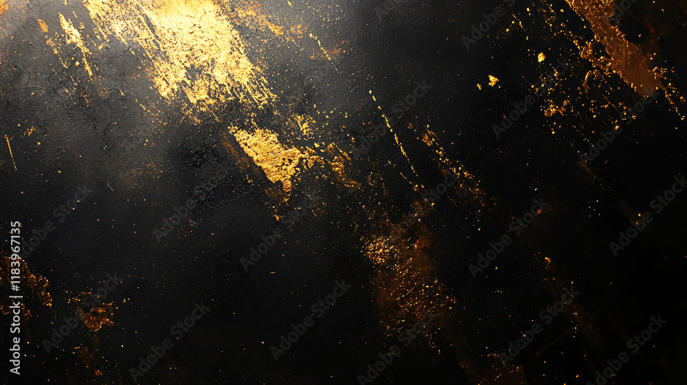 Poster golden bokeh on a black background, creating a subtle luxury effect for technology banner presentati