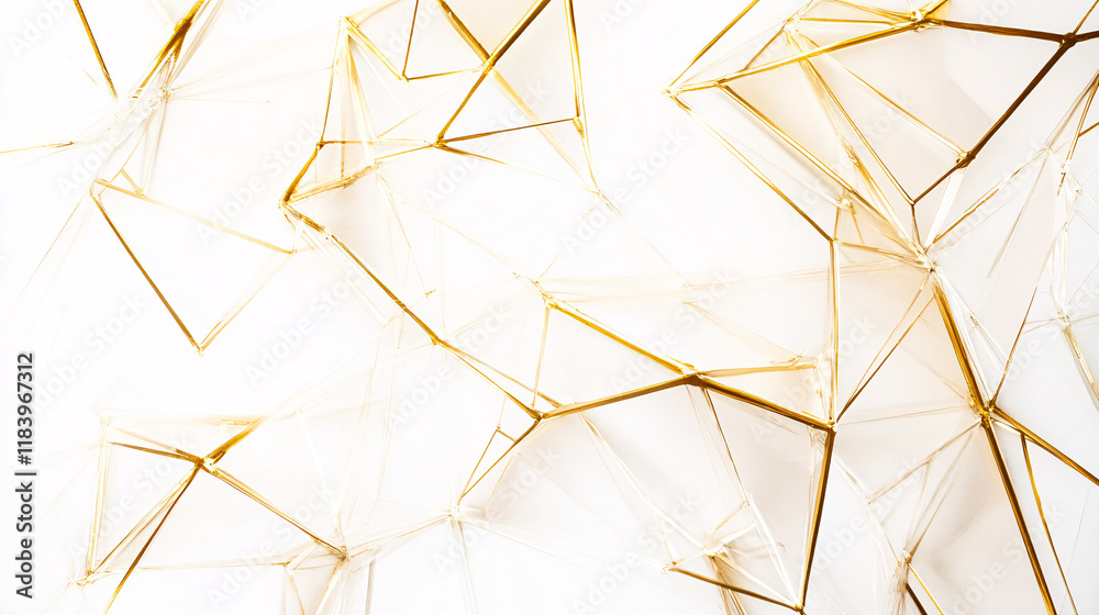 Poster golden polygonal lines on a white luxury background, perfect for technology banner display presentat