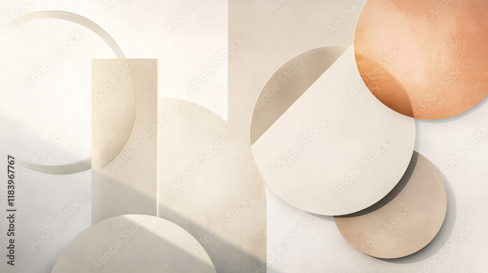 Leinwandbilder a beige background with geometric shapes, perfect for a technology banner display or presentation.