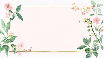 Fototapeta premium A horizontal rectangle light pink watercolor-style frame, perfect for greeting cards, invitations, or banners.