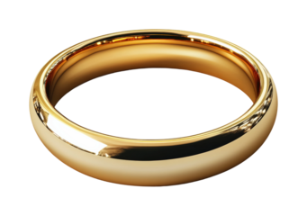 Elegant gold ring on jewelry minimalist style high fidelity close-up view luxury concept isolated on transparent background png